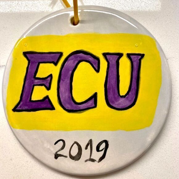 Handmade Christmas ECU Pirate 5" Ceramic Christmas Tree Holiday Ornament - Picture 2 of 6